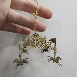 Metal Cutout Gold Silver Flag Horse Mobile Christmas Ornament Holiday Decoration
